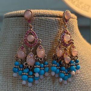 Joan Rivers Vintage                Pink and Blue Chandelier Earrings